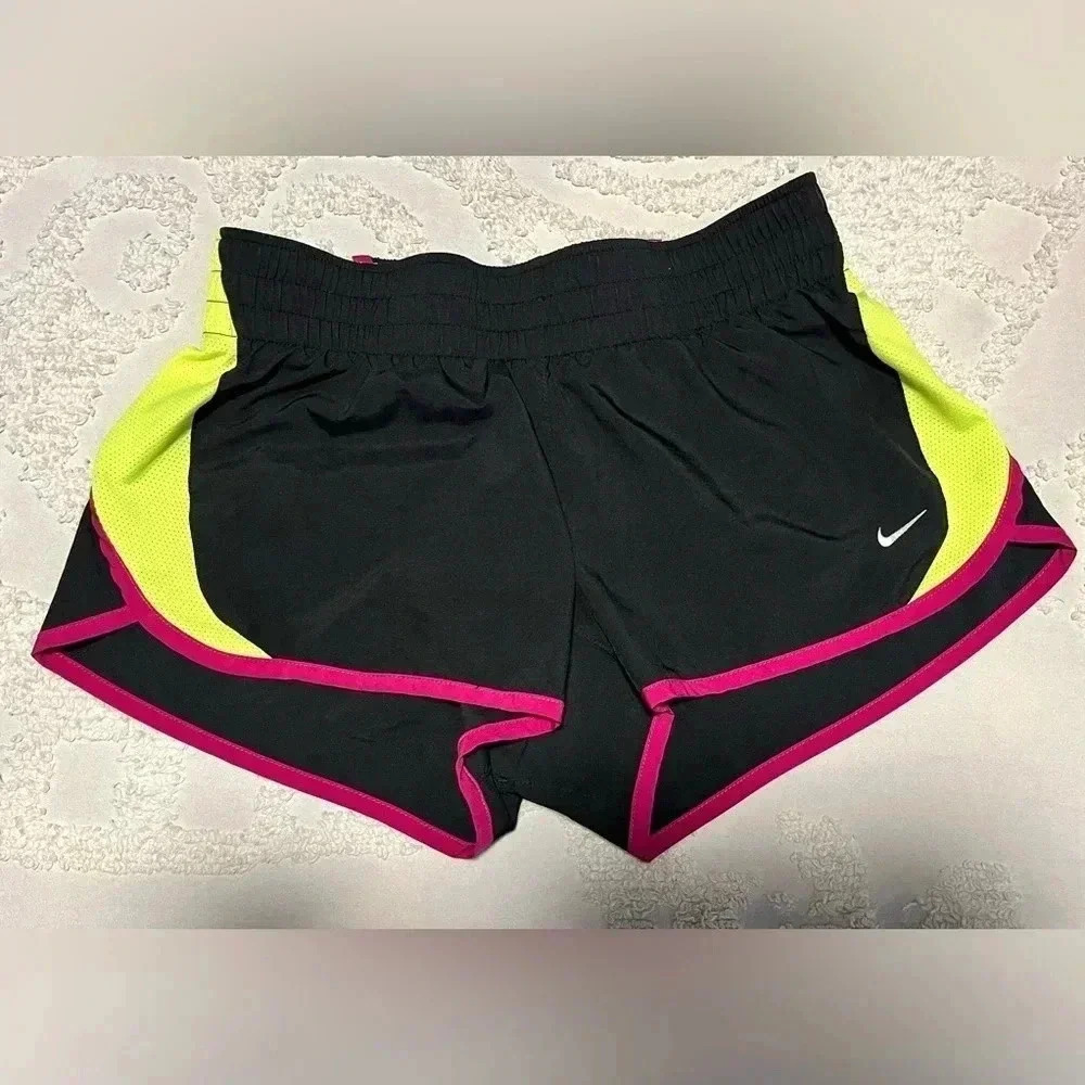 Nike Women’s Dry-Fit Black, Pink and Neon Yellow Running Shorts